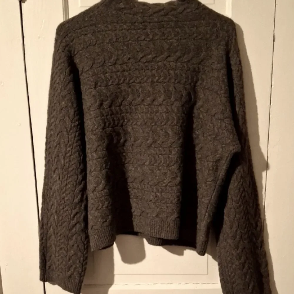 Lands' End Gray Crew Neck Sweater Cozy Knit